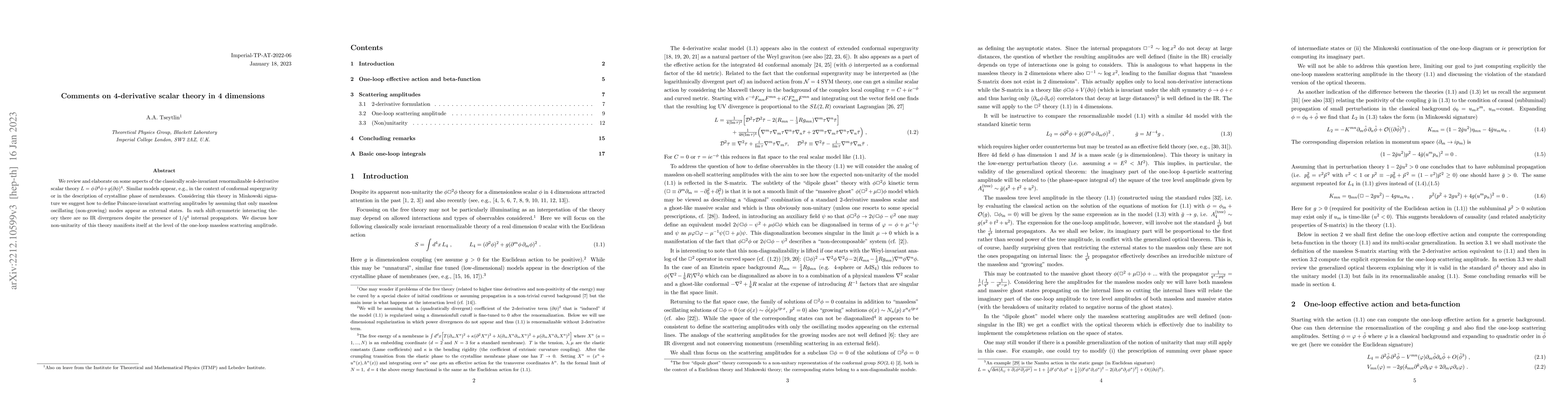 Thumbnail for Comments on 4-derivative scalar theory in 4 dimensions
