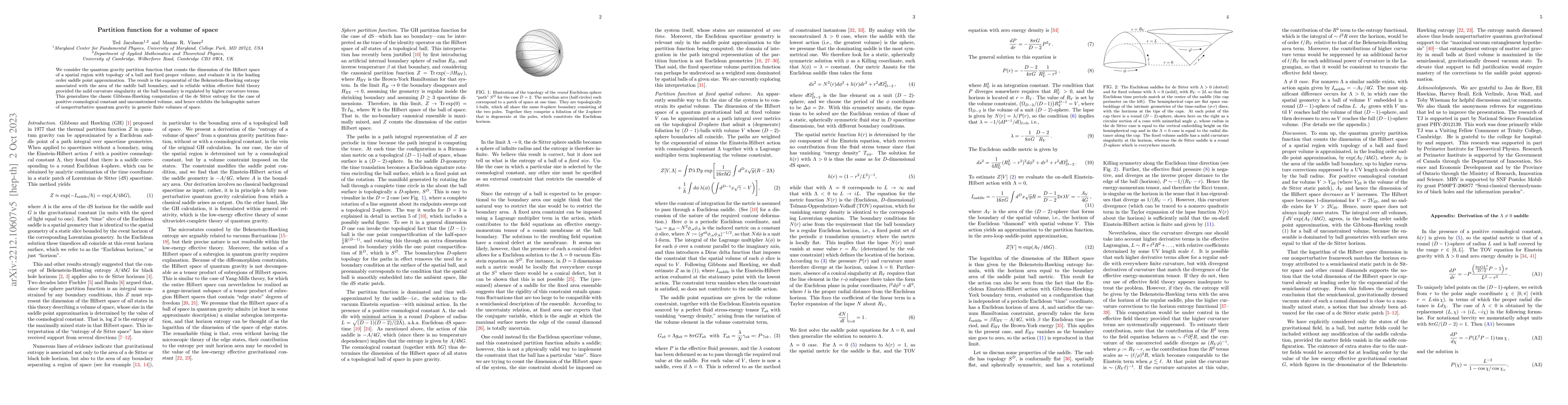 Thumbnail for Partition function for a volume of space