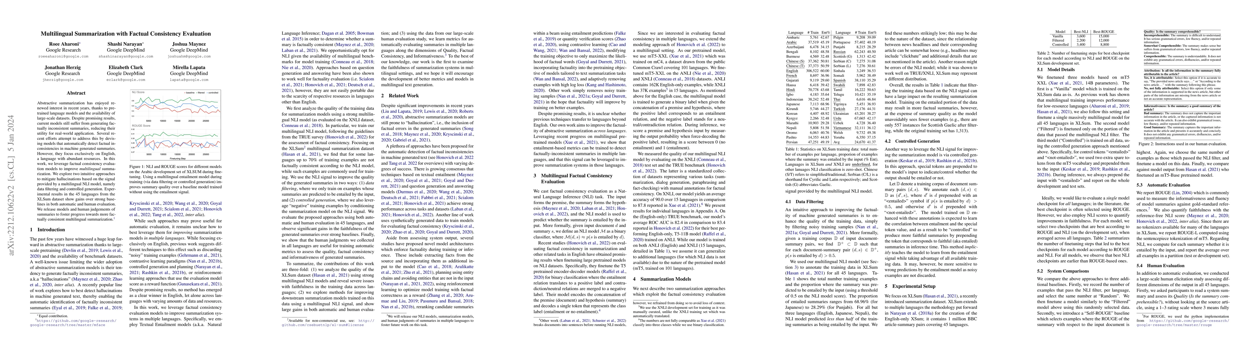 Thumbnail for mFACE: Multilingual Summarization with Factual Consistency Evaluation