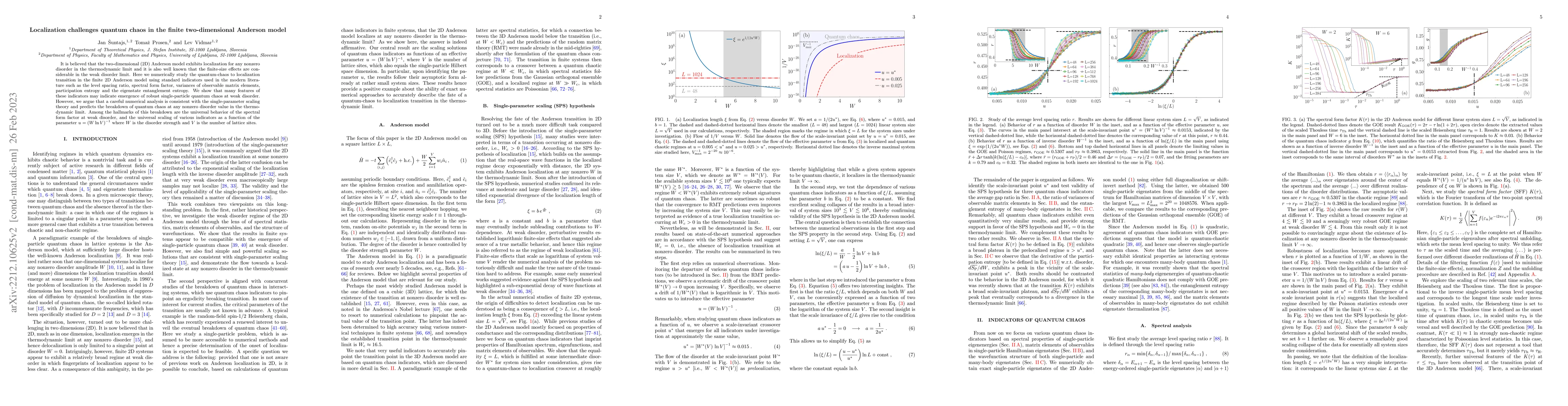 Thumbnail for Localization challenges quantum chaos in the finite two-dimensional
  Anderson model