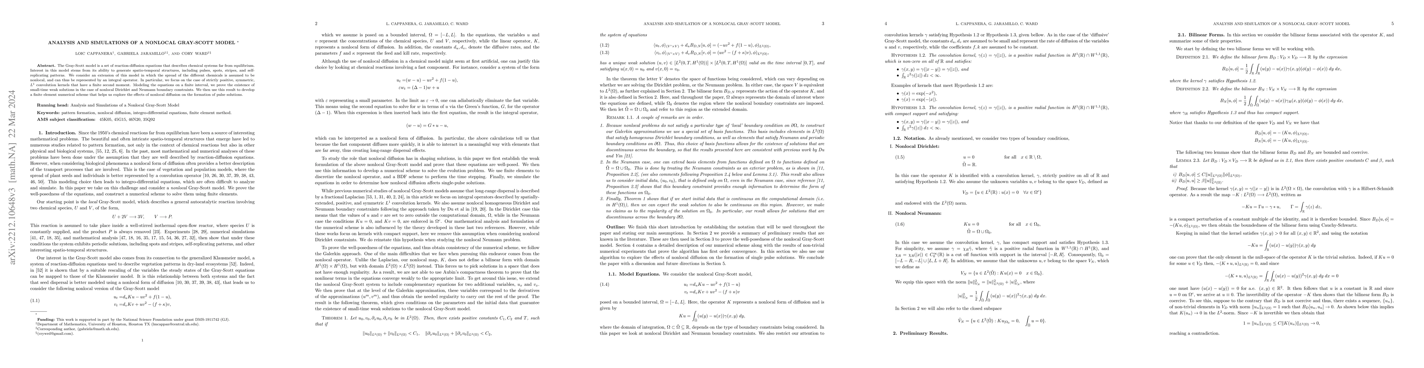 Thumbnail for Analysis and Simulations of a Nonlocal Gray-Scott Model
