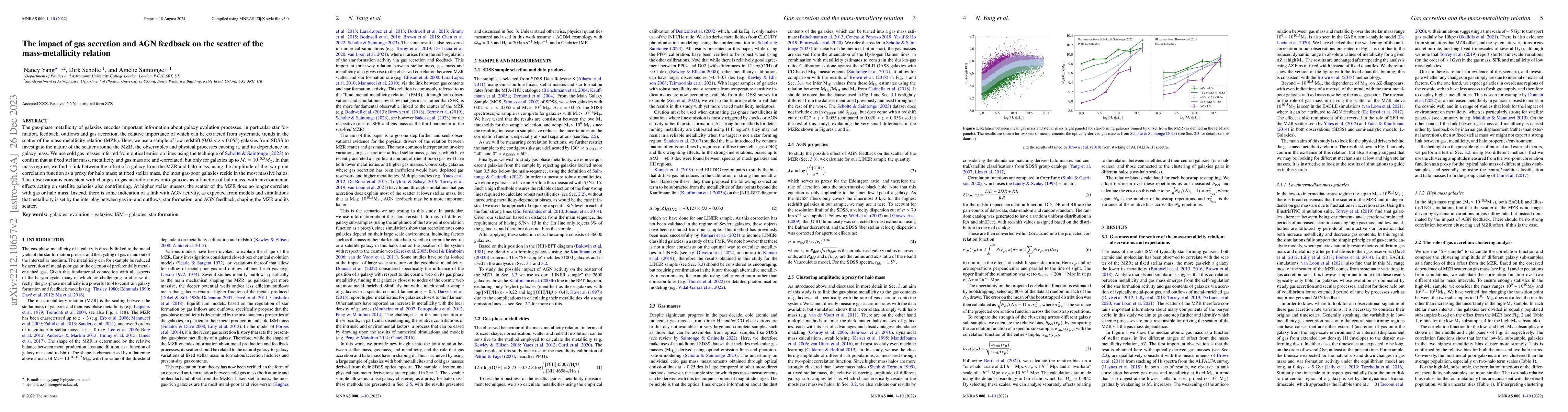 Thumbnail for The impact of gas accretion and AGN feedback on the scatter of the
  mass-metallicity relation