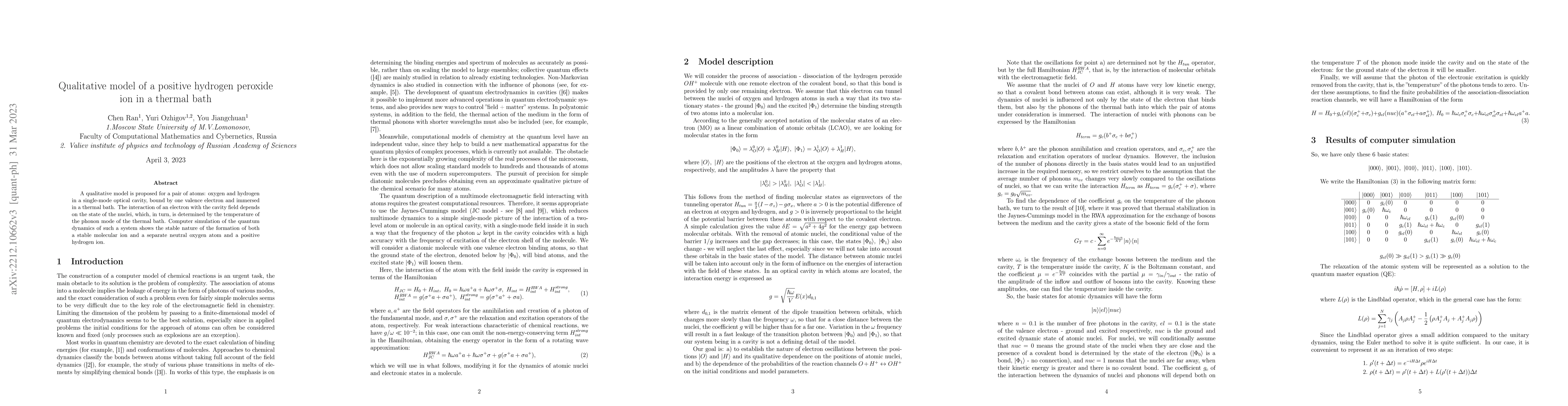 Thumbnail for Qualitative model of a positive hydrogen peroxide ion in a thermal bath