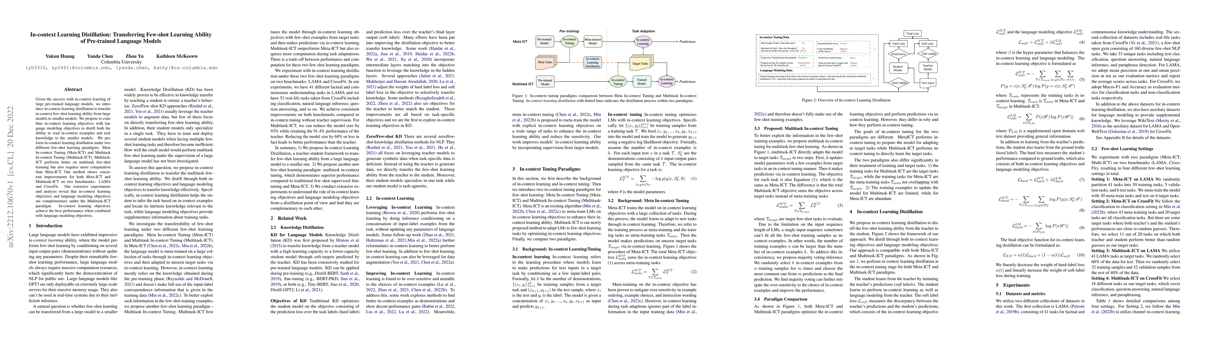 Thumbnail for In-context Learning Distillation: Transferring Few-shot Learning Ability
  of Pre-trained Language Models