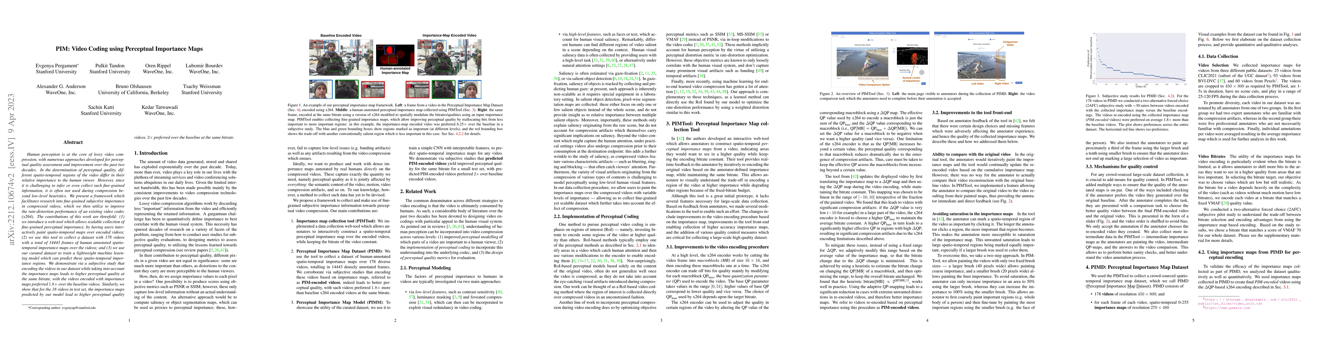 Thumbnail for PIM: Video Coding using Perceptual Importance Maps