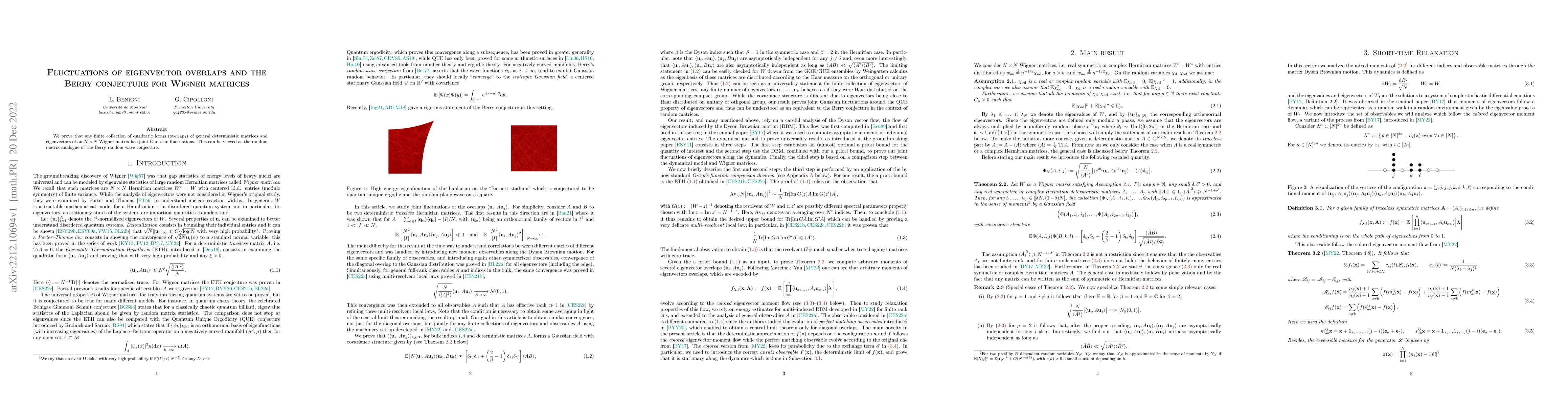 Thumbnail for Fluctuations of eigenvector overlaps and the Berry conjecture for Wigner
  matrices