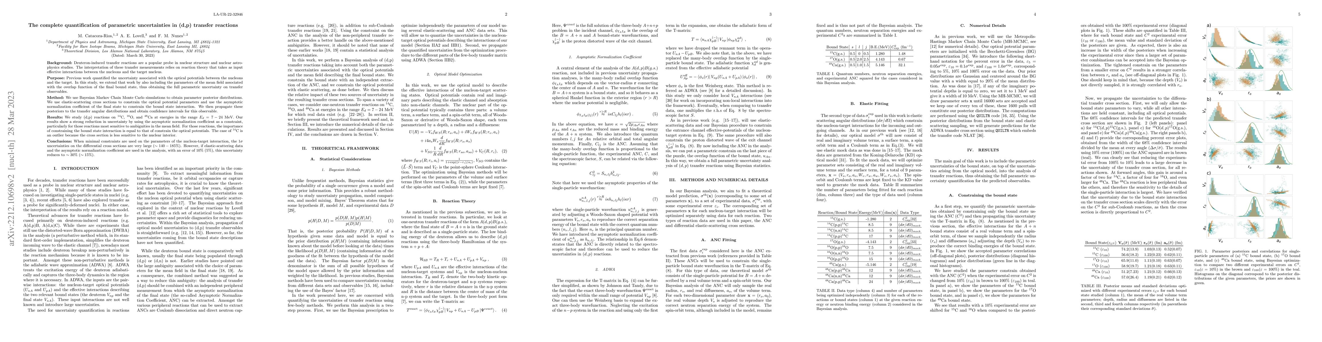 Thumbnail for The complete quantification of parametric uncertainties in (d,p)
  transfer reactions
