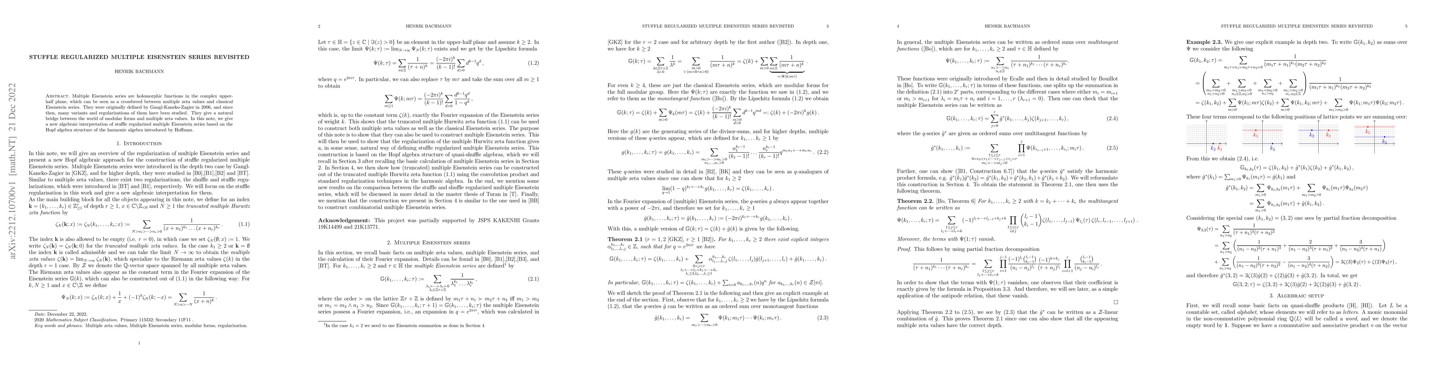 Thumbnail for Stuffle regularized multiple Eisenstein series revisited