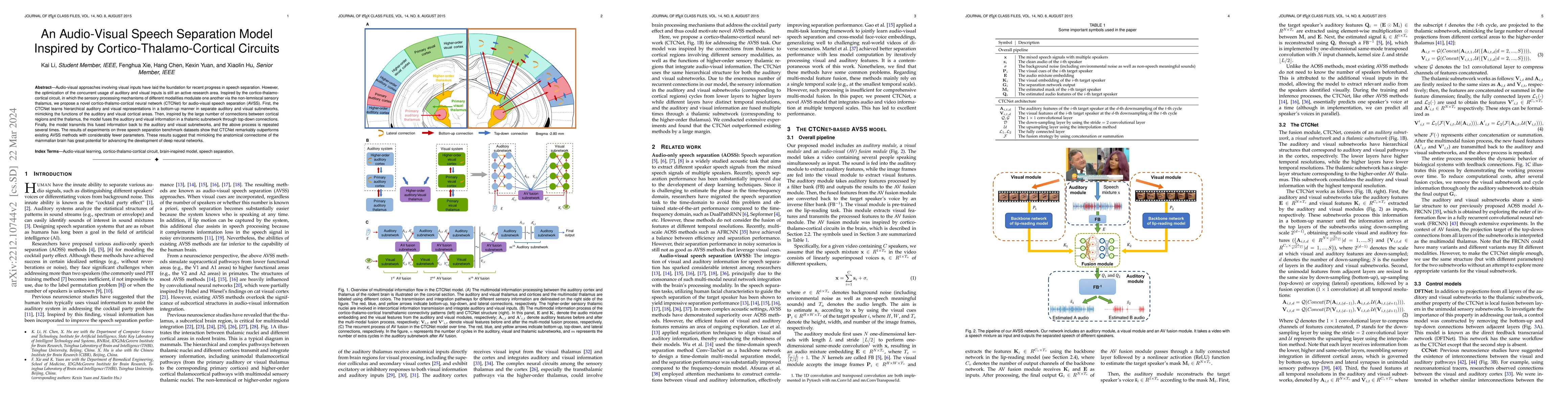 Thumbnail for An Audio-Visual Speech Separation Model Inspired by
  Cortico-Thalamo-Cortical Circuits