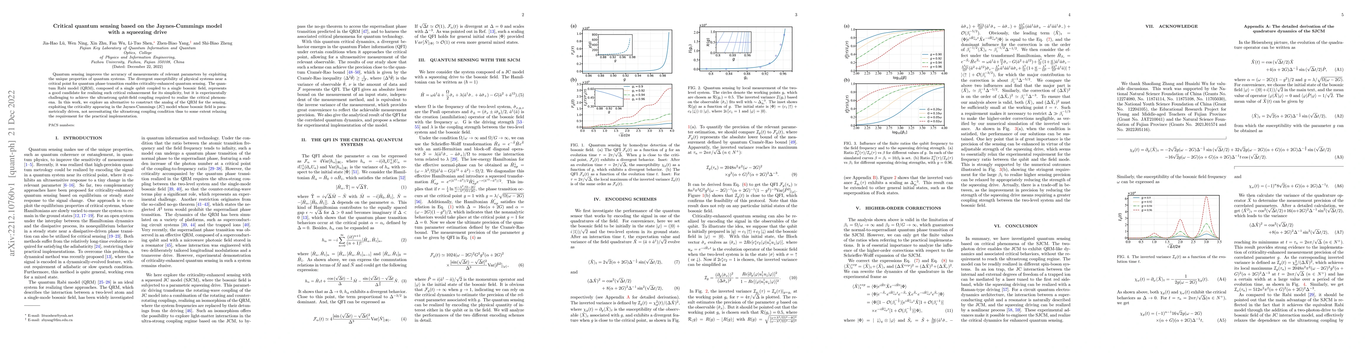 Thumbnail for Critical quantum sensing based on the Jaynes-Cummings model with a
  squeezing drive
