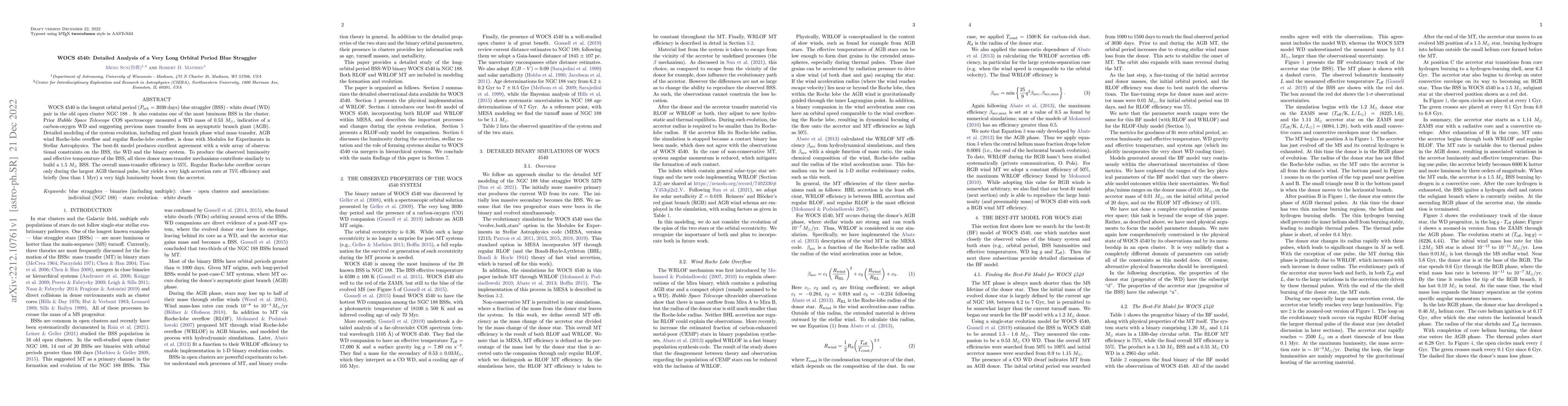Thumbnail for WOCS 4540: Detailed Analysis of a Very Long Orbital Period Blue
  Straggler