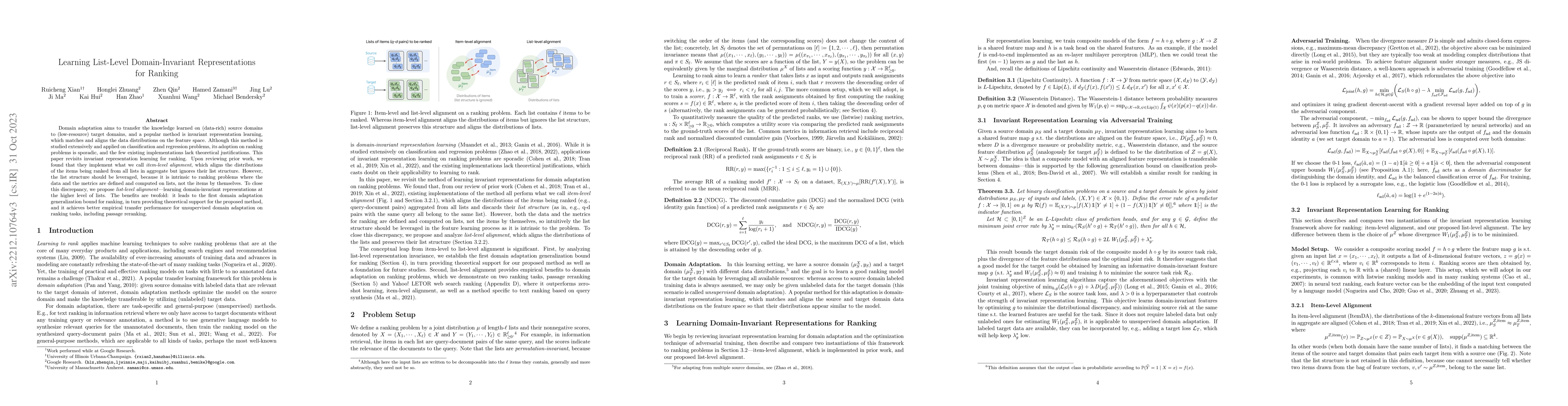 Thumbnail for Learning List-Level Domain-Invariant Representations for Ranking
