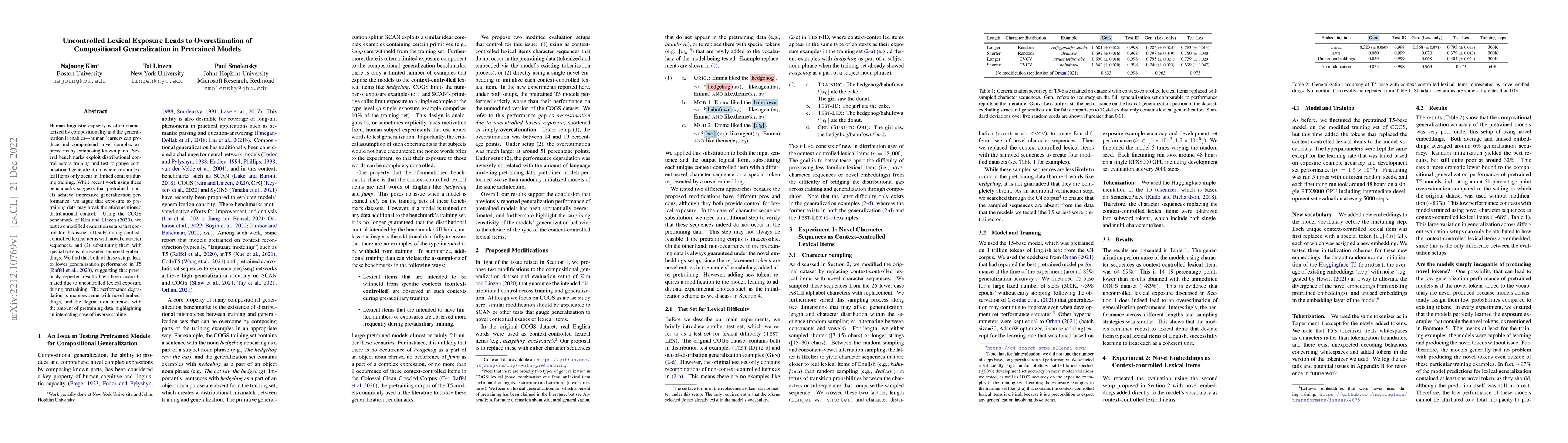 Thumbnail for Uncontrolled Lexical Exposure Leads to Overestimation of Compositional
  Generalization in Pretrained Models