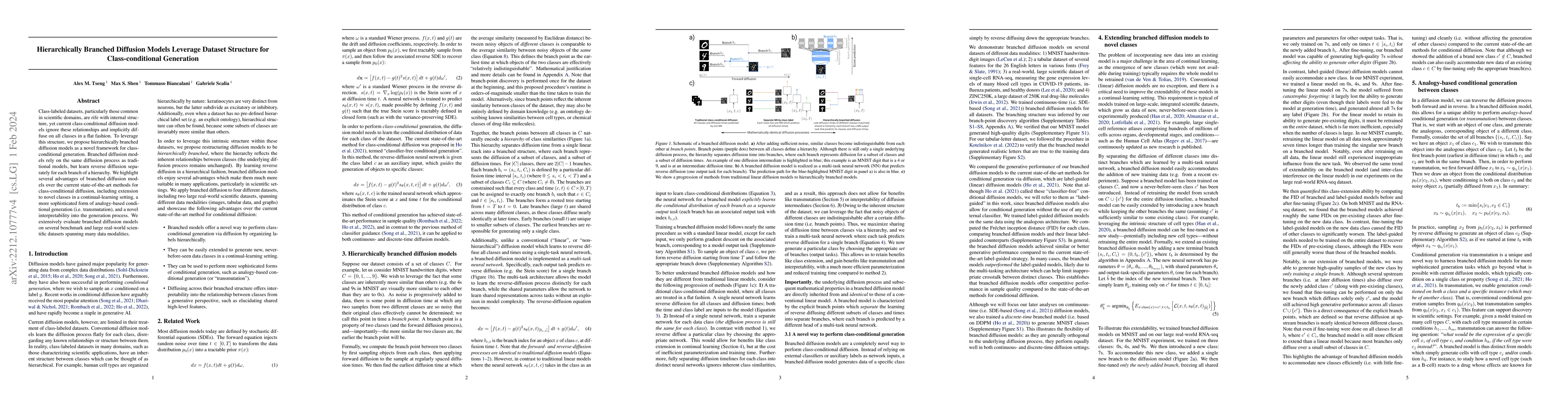 Thumbnail for Hierarchically branched diffusion models leverage dataset structure for
  class-conditional generation