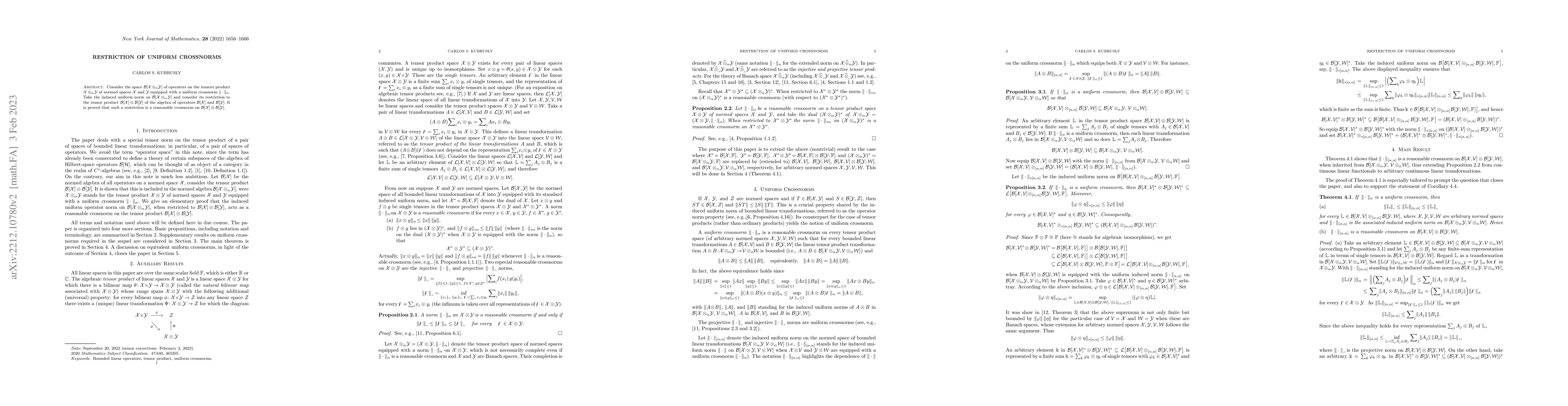 Thumbnail for Restriction of Uniform Crossnorms
