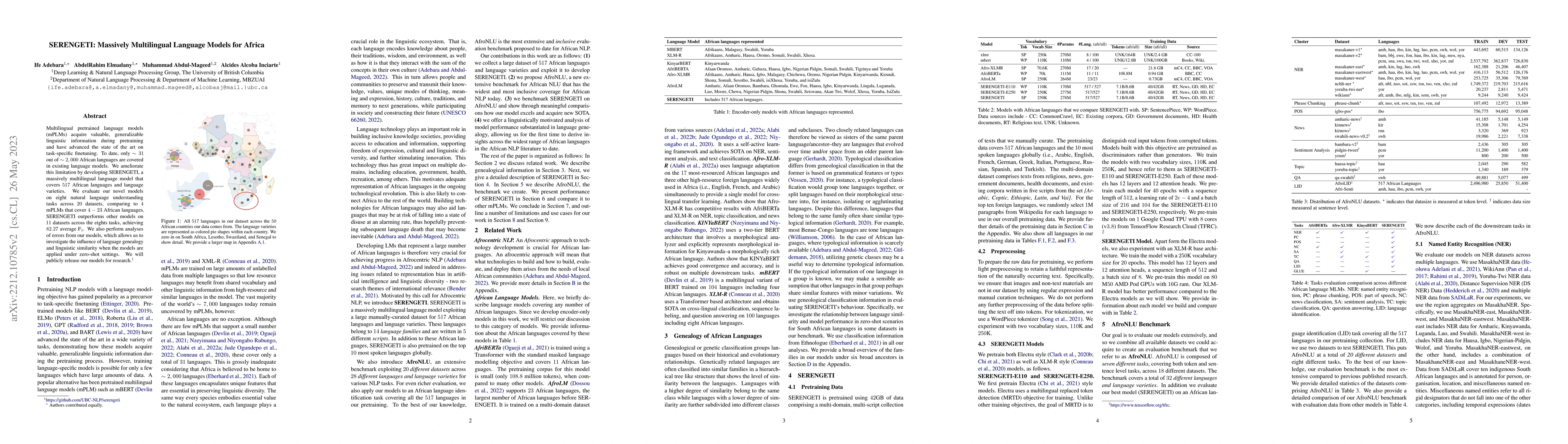 Thumbnail for SERENGETI: Massively Multilingual Language Models for Africa