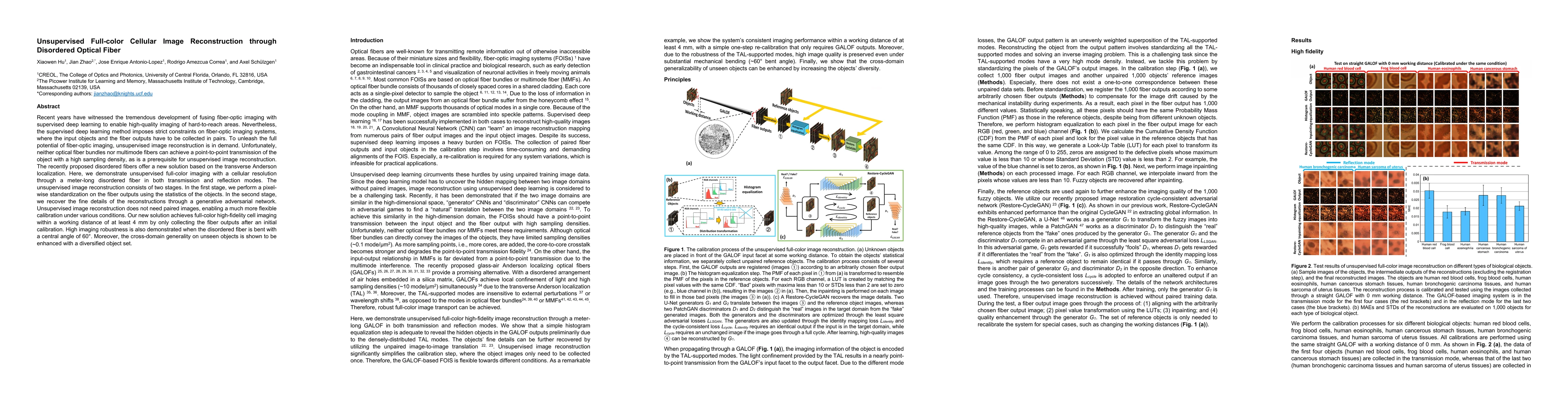 Thumbnail for Unsupervised Full-color Cellular Image Reconstruction through Disordered
  Optical Fiber