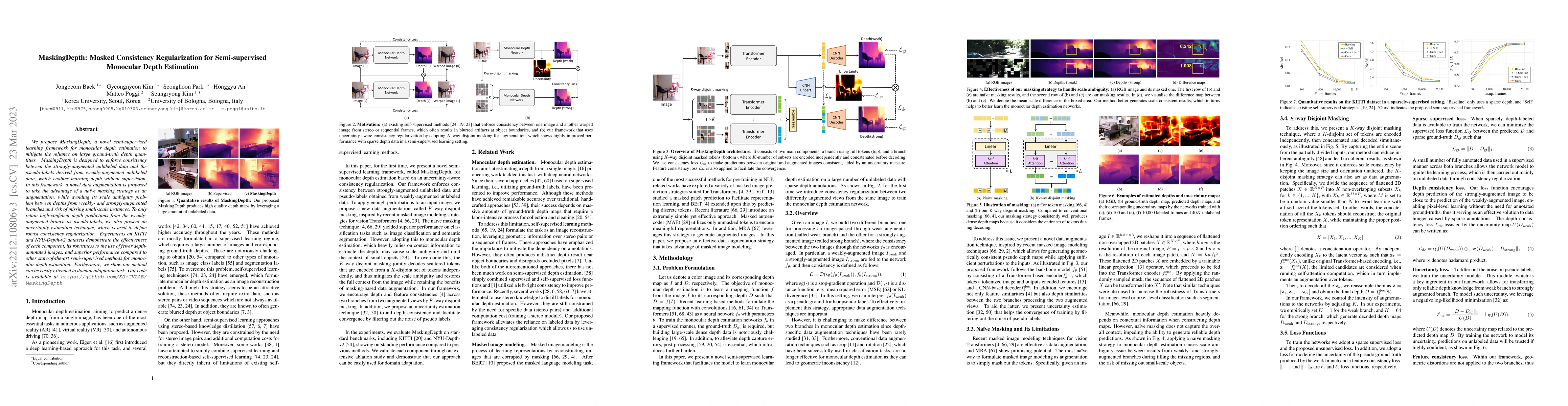 Thumbnail for MaskingDepth: Masked Consistency Regularization for Semi-supervised
  Monocular Depth Estimation