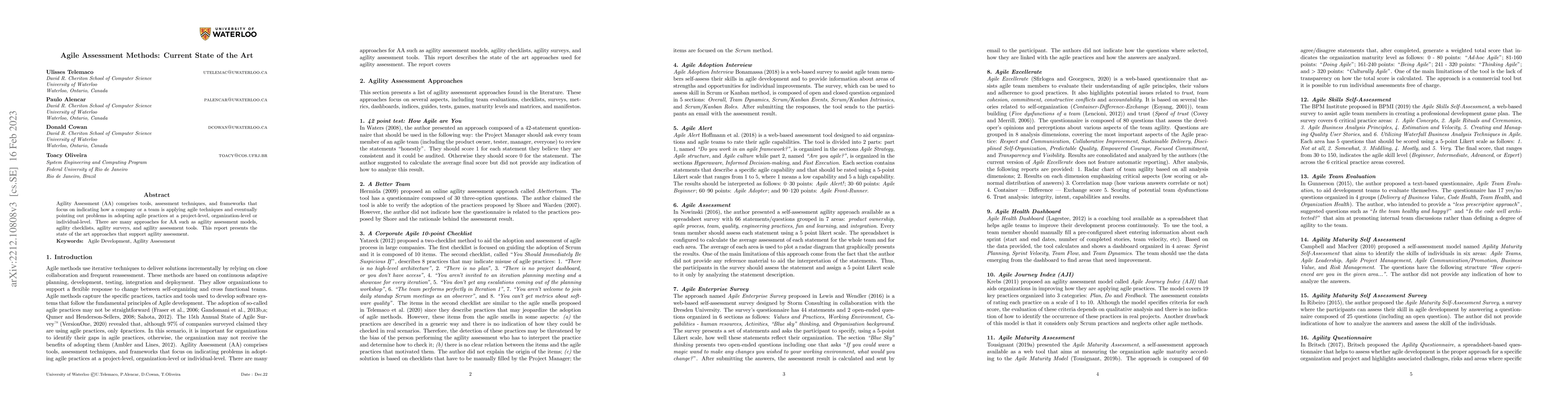 Thumbnail for Agile Assessment Methods: Current State of the Art