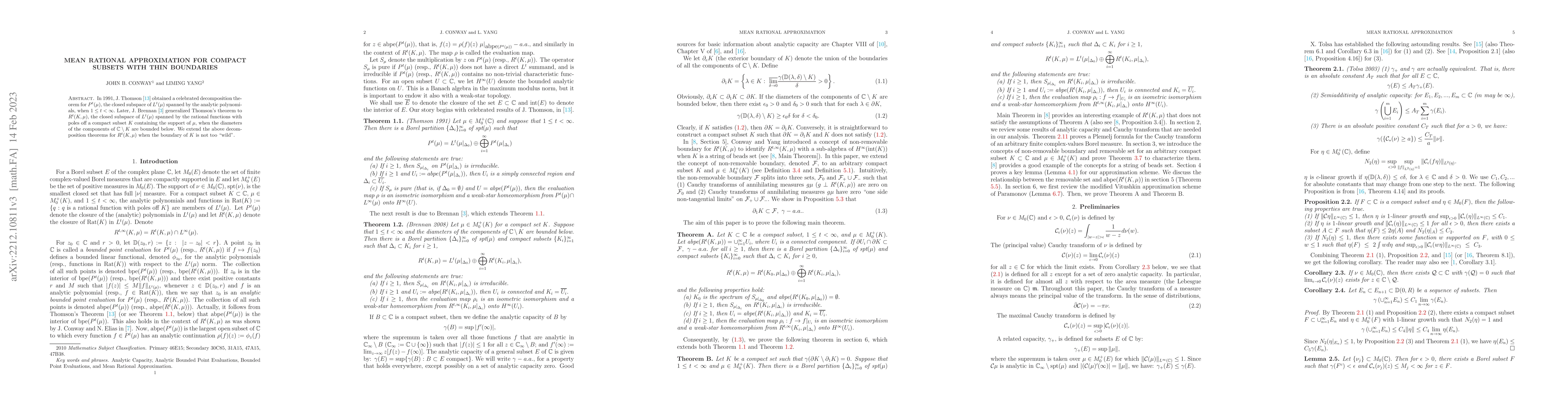 Thumbnail for Mean Rational Approximation for Compact Subsets with Thin Boundaries