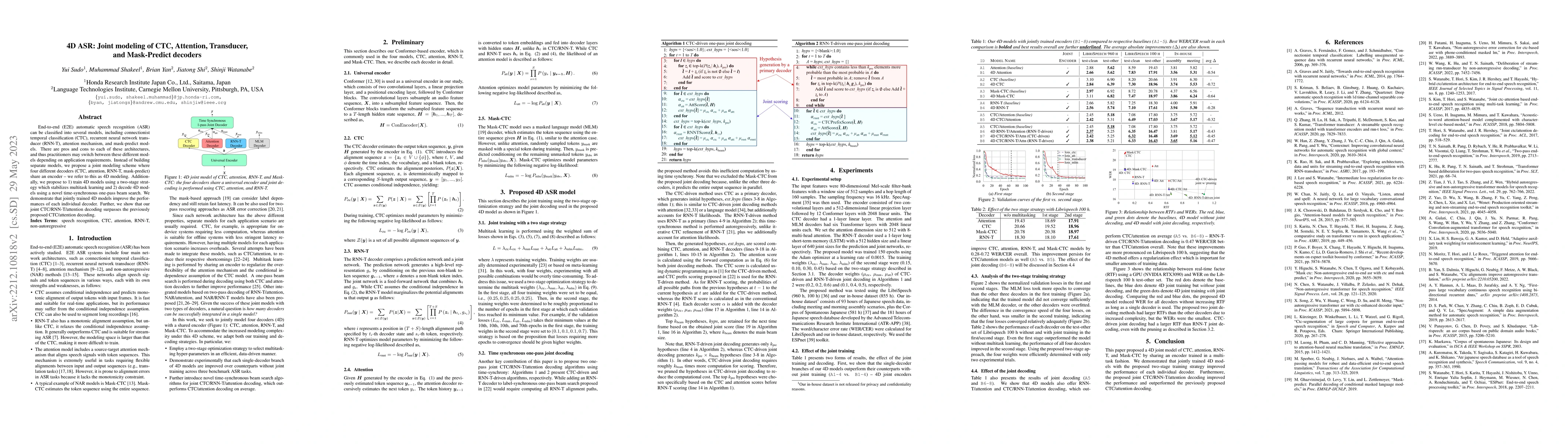 Thumbnail for 4D ASR: Joint modeling of CTC, Attention, Transducer, and Mask-Predict
  decoders