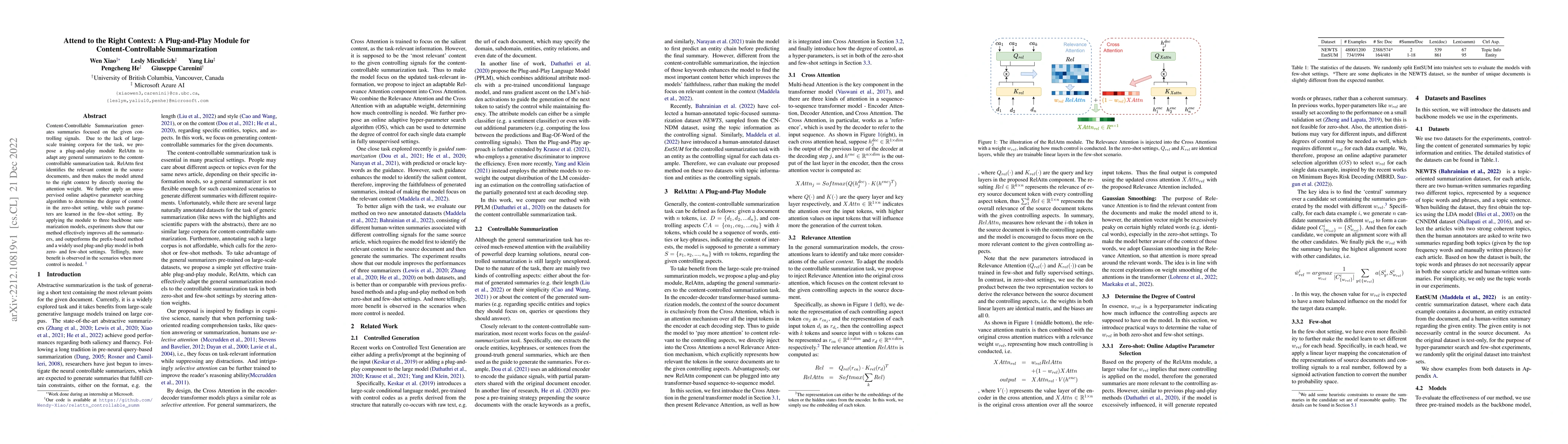 Thumbnail for Attend to the Right Context: A Plug-and-Play Module for
  Content-Controllable Summarization