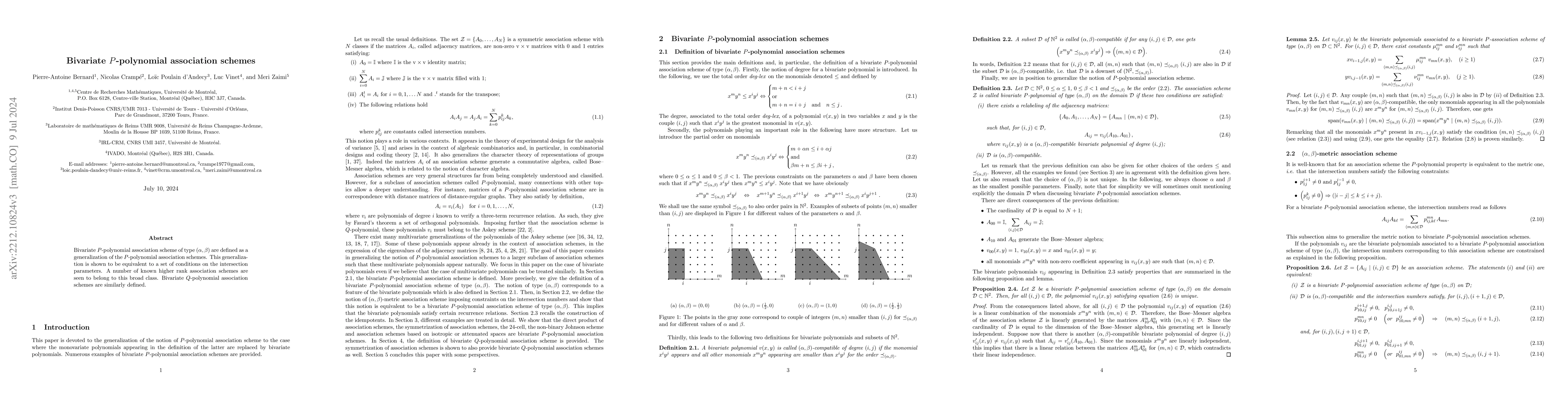 Thumbnail for Bivariate $P$-polynomial association schemes