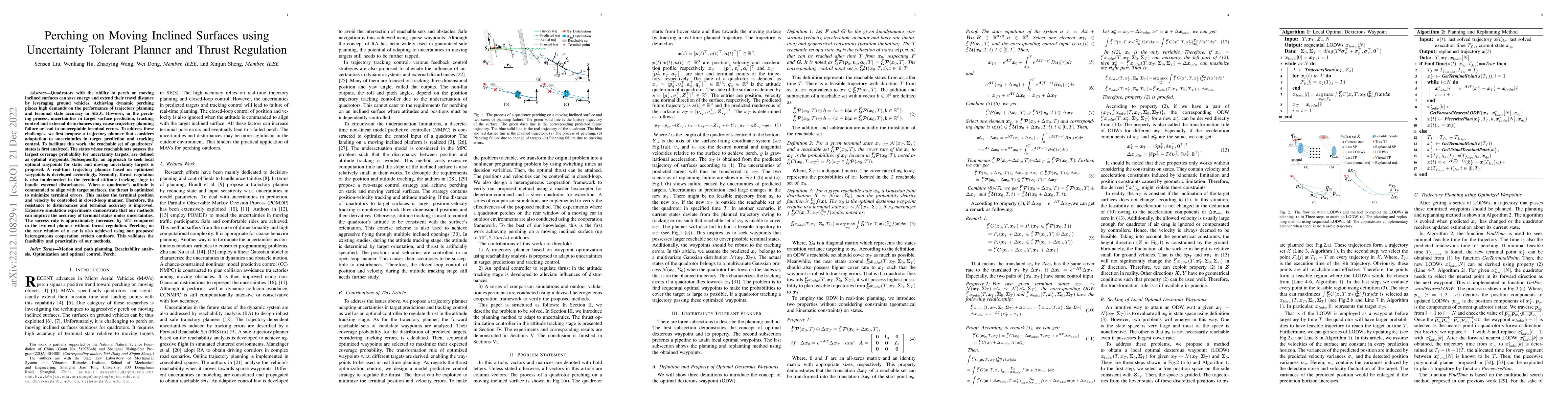 Thumbnail for Perching on Moving Inclined Surfaces using Uncertainty Tolerant Planner
  and Thrust Regulation