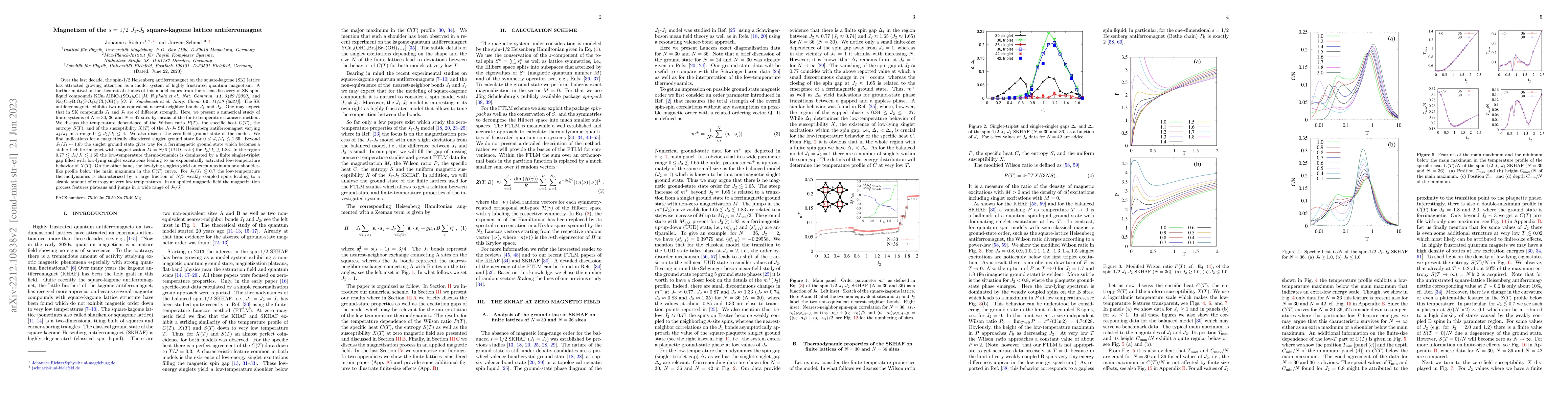 Thumbnail for Magnetism of the $s=1/2$ $J_1$-$J_2$ square-kagome lattice
  antiferromagnet