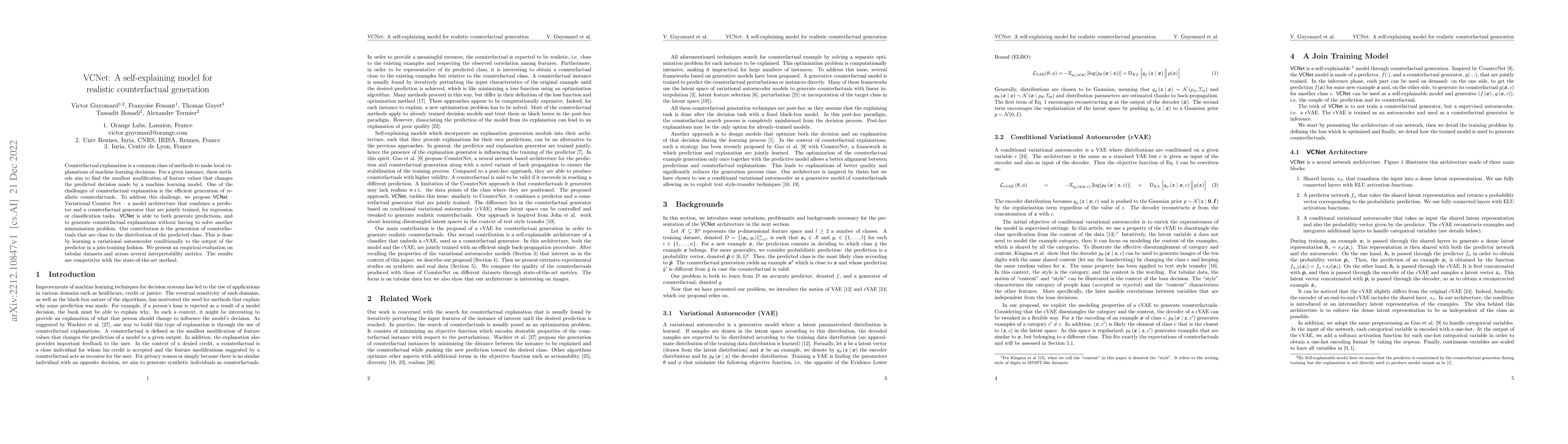 Thumbnail for VCNet: A self-explaining model for realistic counterfactual generation