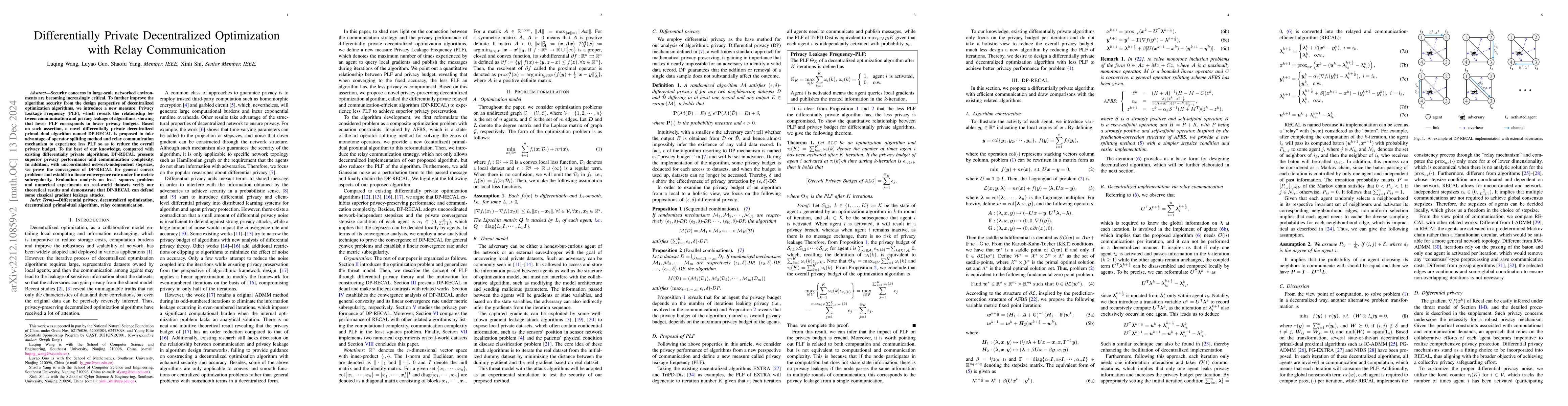 Thumbnail for Differentially Private Decentralized Optimization with Relay
  Communication