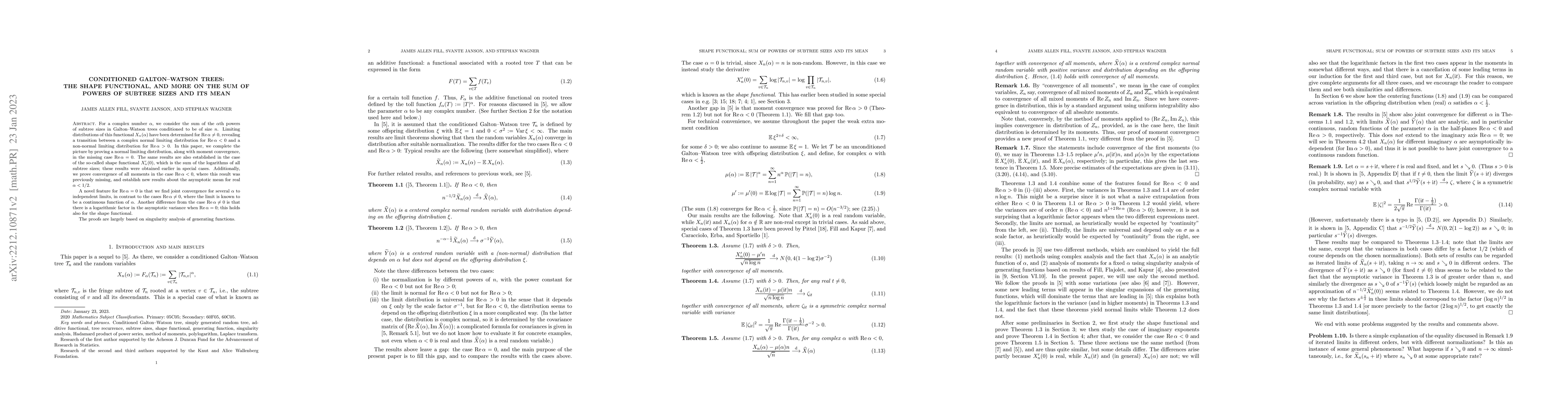 Thumbnail for Conditioned Galton-Watson trees: The shape functional, and more on the
  sum of powers of subtree sizes and its mean