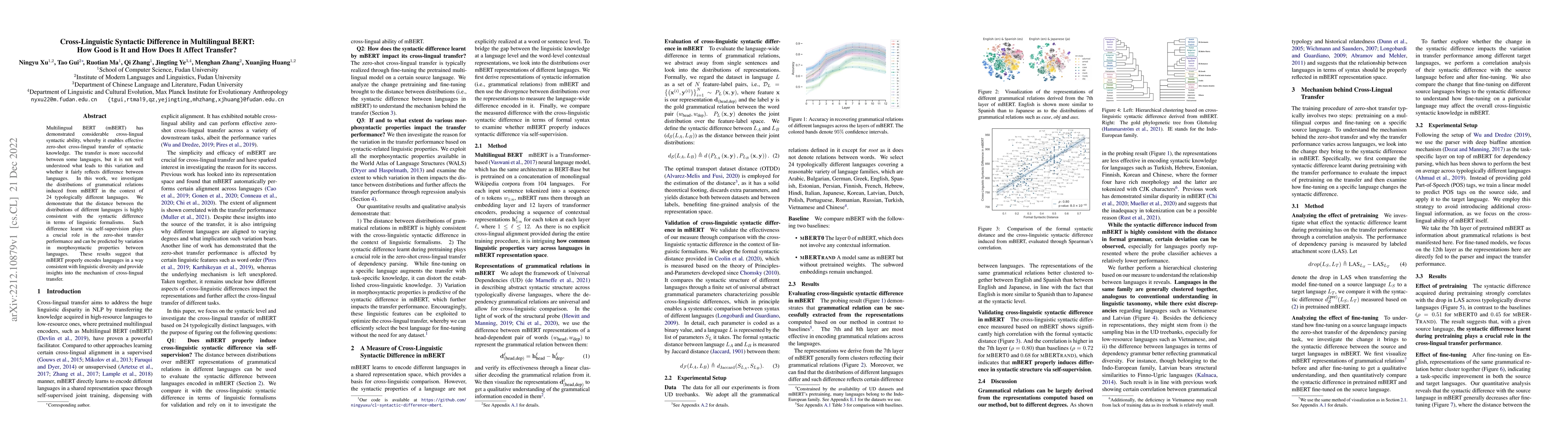 Thumbnail for Cross-Linguistic Syntactic Difference in Multilingual BERT: How Good is
  It and How Does It Affect Transfer?