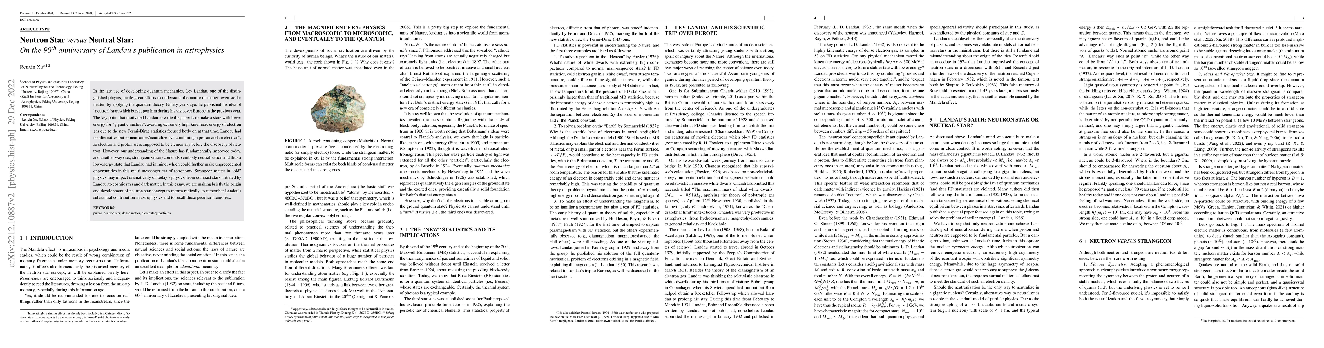 Thumbnail for Neutron Star versus Neutral Star: On the 90th anniversary of Landau's
  publication in astrophysics
