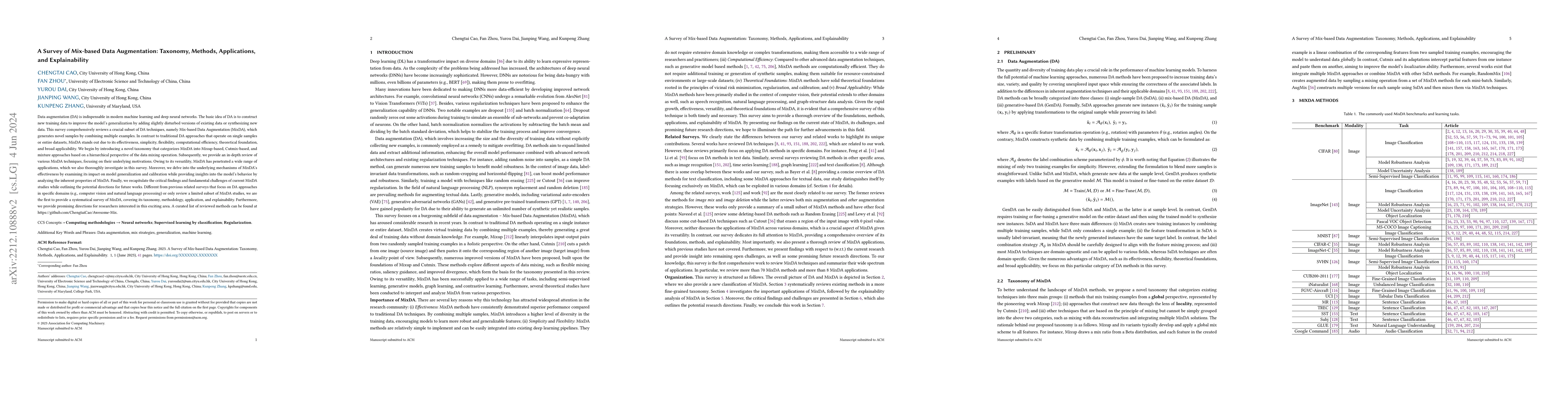 Thumbnail for A Survey of Mix-based Data Augmentation: Taxonomy, Methods,
  Applications, and Explainability