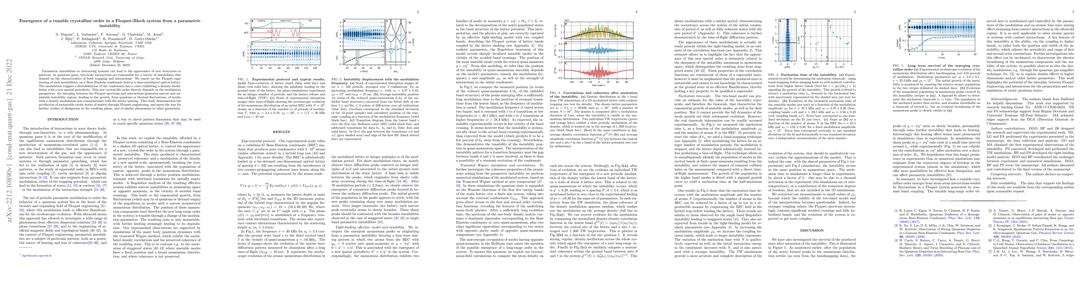 Thumbnail for Emergence of a tunable crystalline order in a Floquet-Bloch system from
  a parametric instability