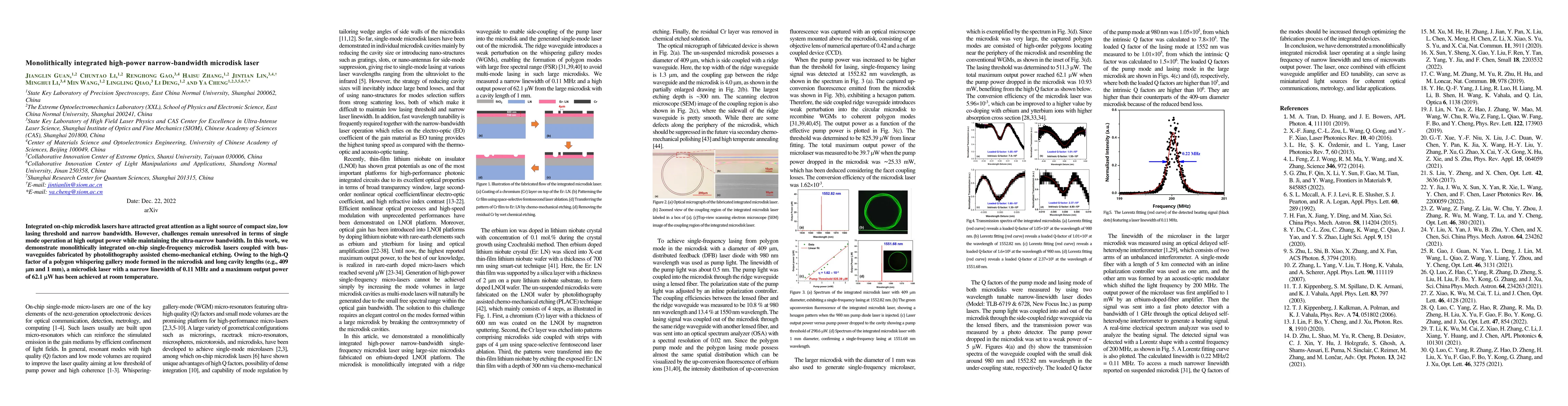 Thumbnail for Monolithically integrated high-power narrow-bandwidth microdisk laser