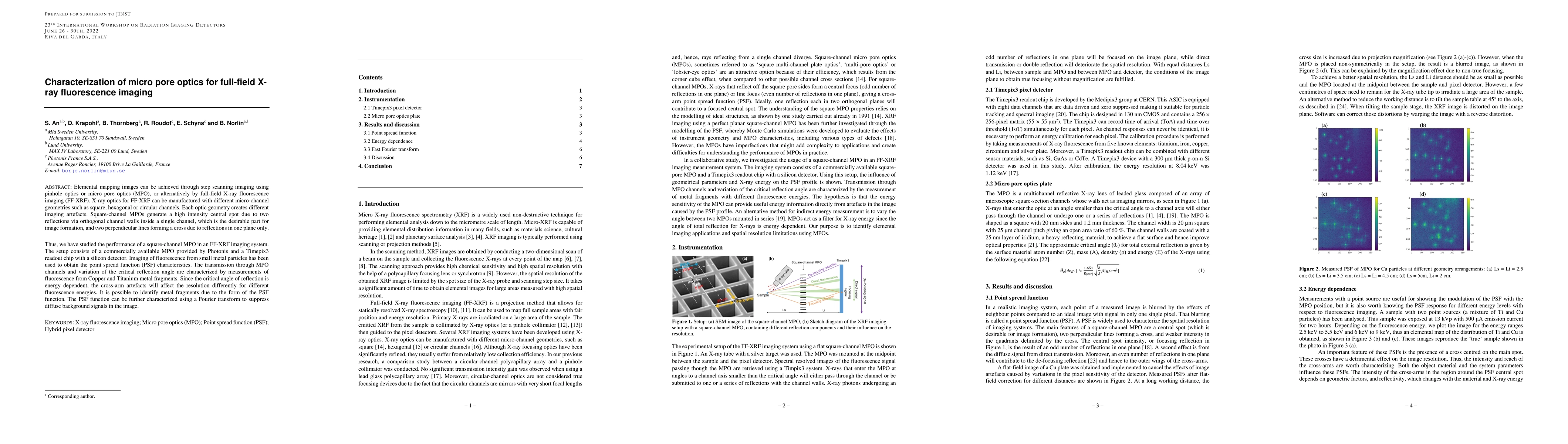 Thumbnail for Characterization of micro pore optics for full-field X-ray fluorescence
  imaging