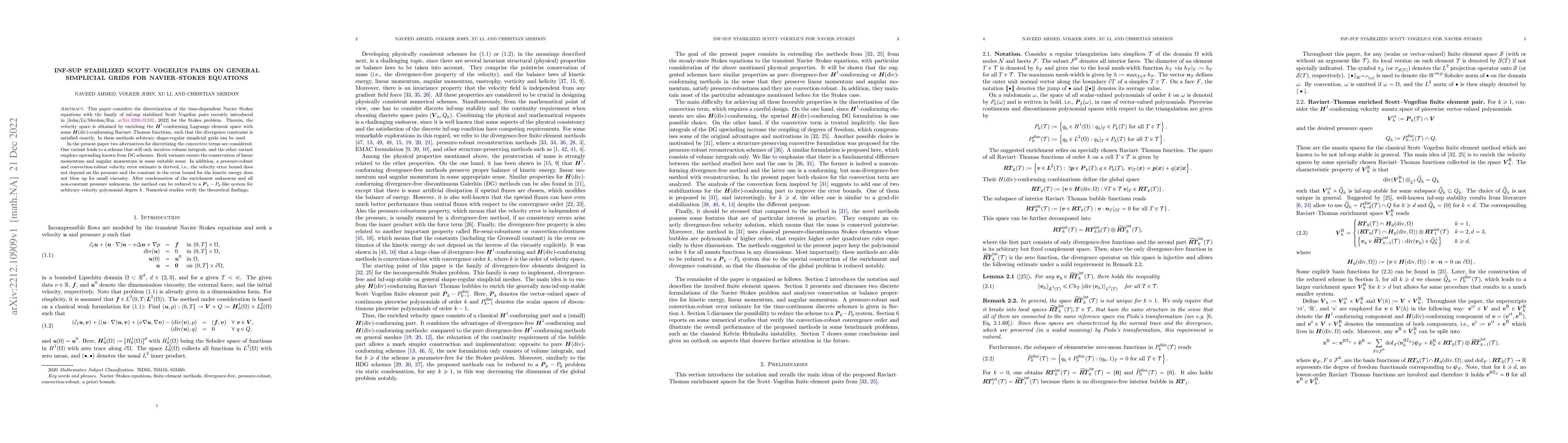 Thumbnail for Inf-sup stabilized Scott-Vogelius pairs on general simplicial grids for
  Navier-Stokes equations