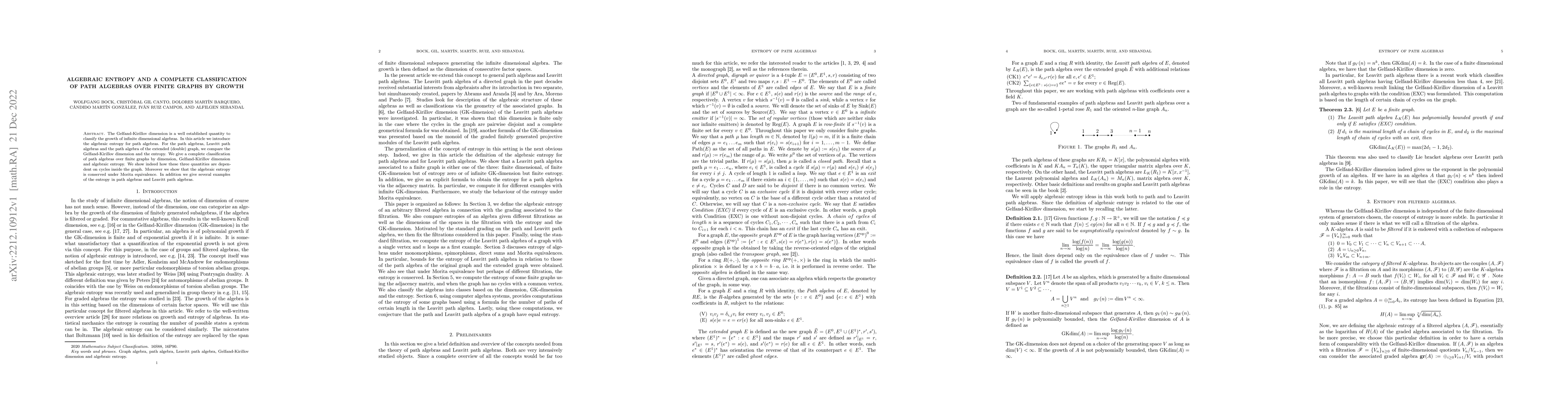 Thumbnail for Algebraic entropy and a complete classification of path algebras over
  finite graphs by growth