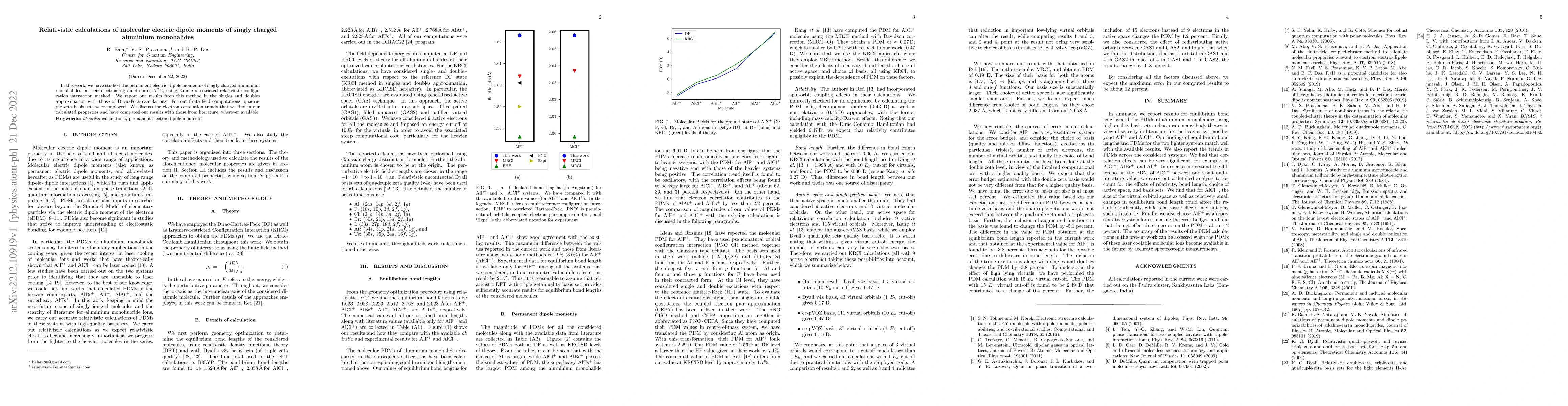 Thumbnail for Relativistic calculations of molecular electric dipole moments of singly
  charged aluminium monohalides