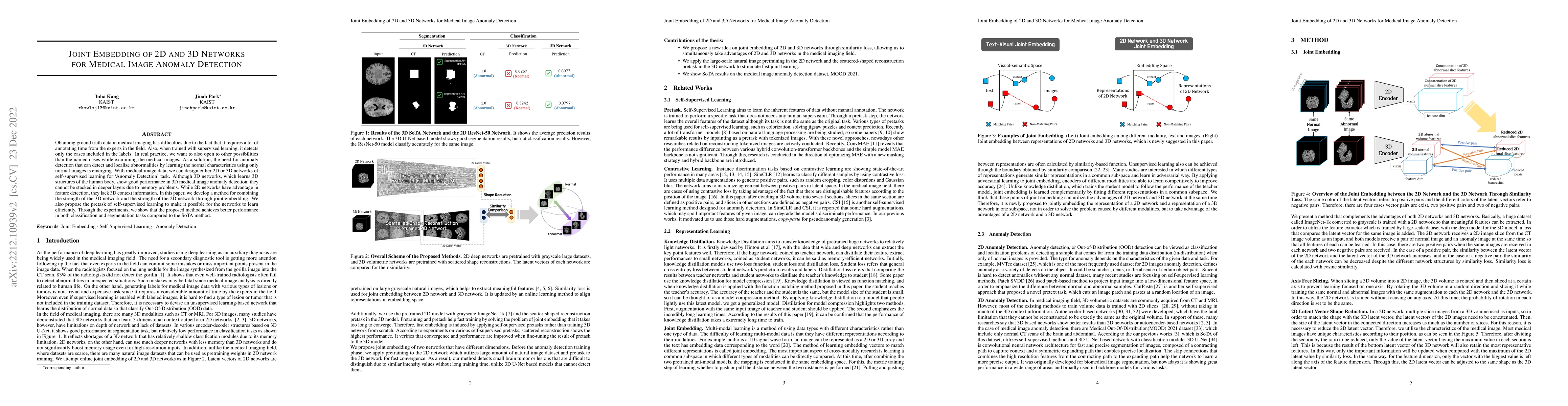 Thumbnail for Joint Embedding of 2D and 3D Networks for Medical Image Anomaly
  Detection