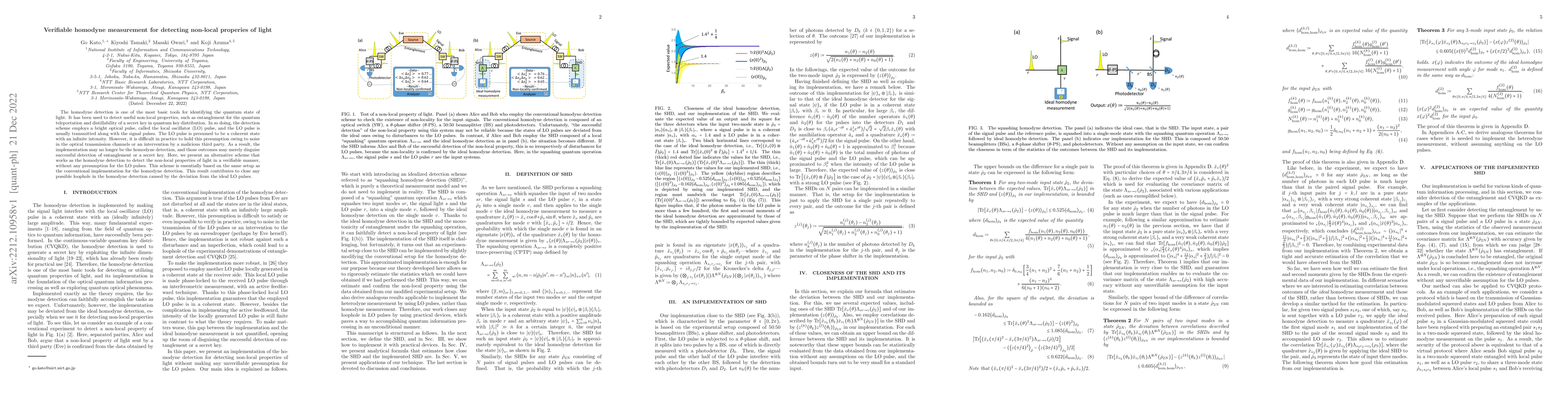 Thumbnail for Verifiable homodyne measurement for detecting non-local properies of
  light