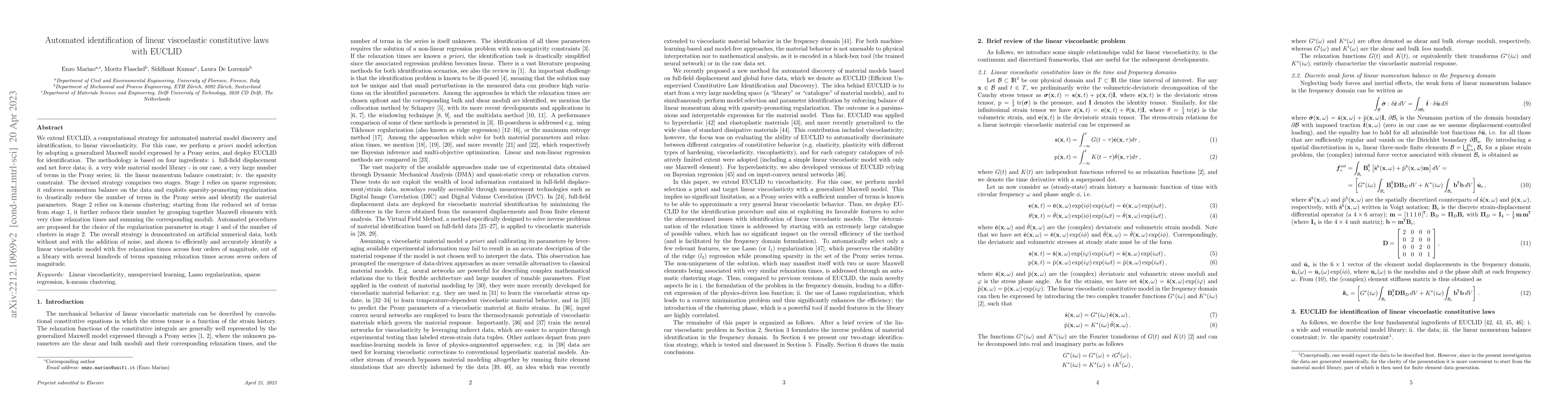 Thumbnail for Automated identification of linear viscoelastic constitutive laws with
  EUCLID