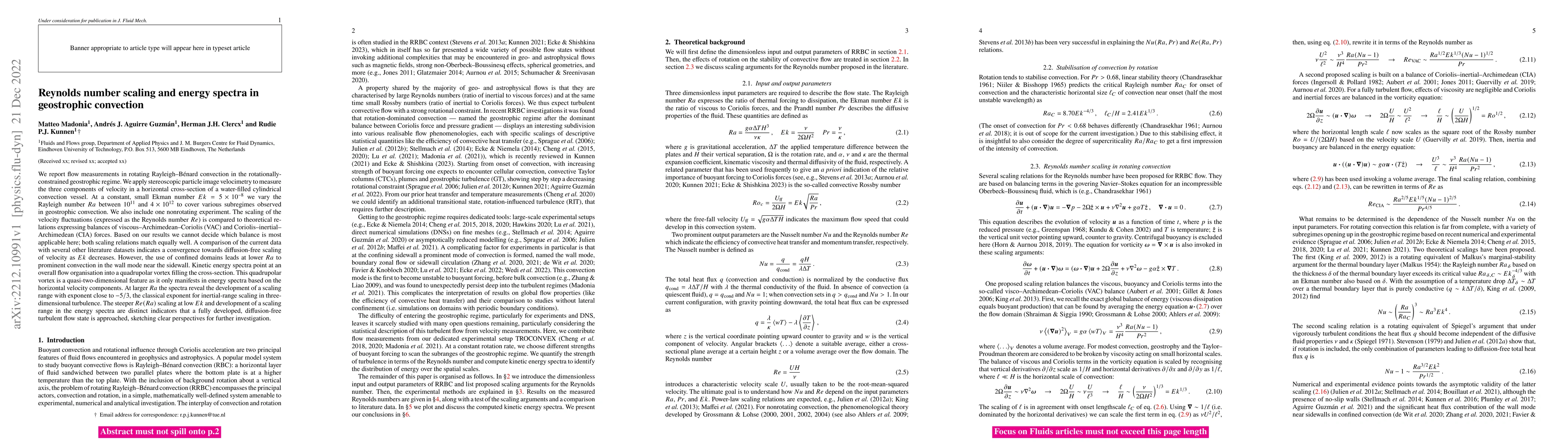 Thumbnail for Reynolds number scaling and energy spectra in geostrophic convection