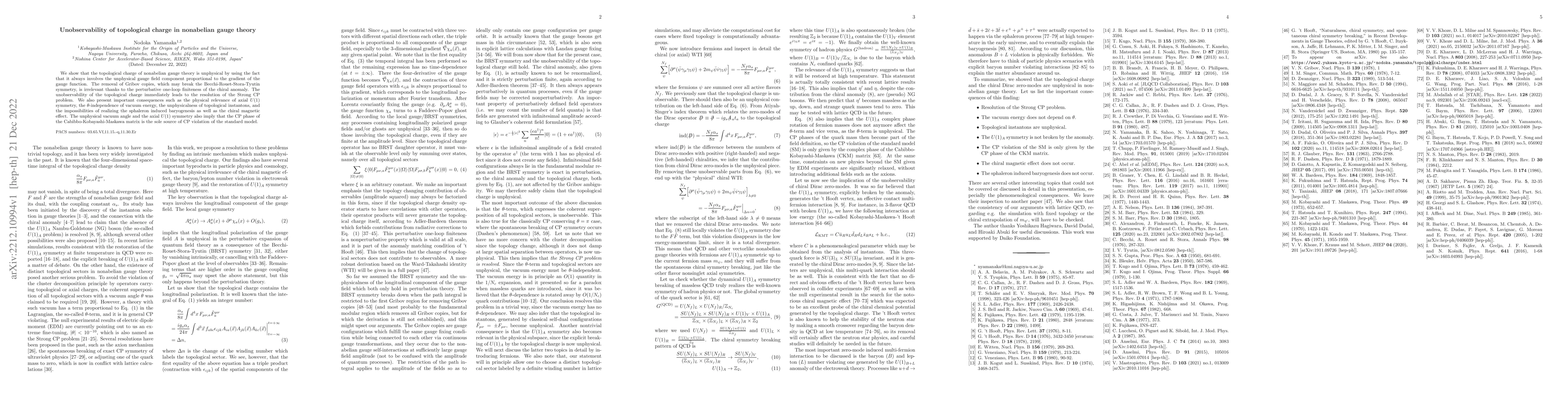Thumbnail for Unobservability of topological charge in nonabelian gauge theory