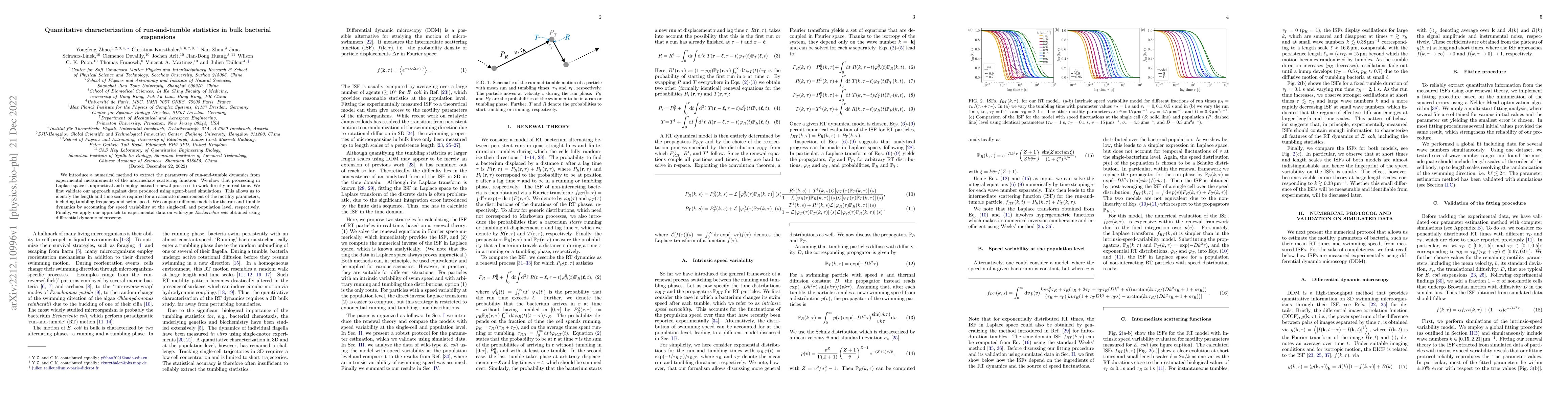 Thumbnail for Quantitative characterization of run-and-tumble statistics in bulk
  bacterial suspensions