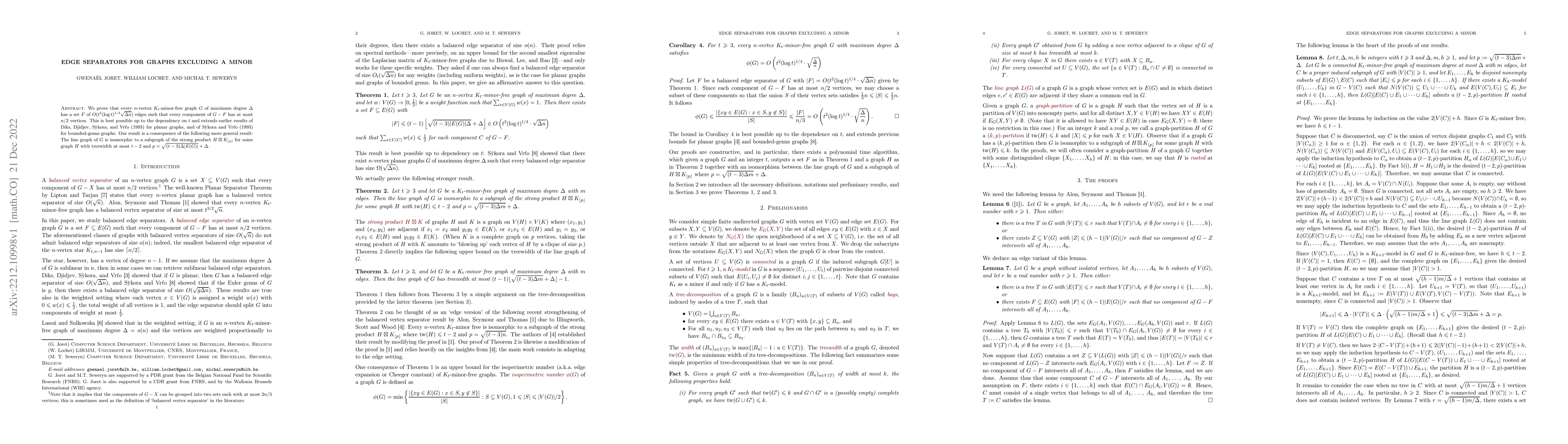 Thumbnail for Edge separators for graphs excluding a minor