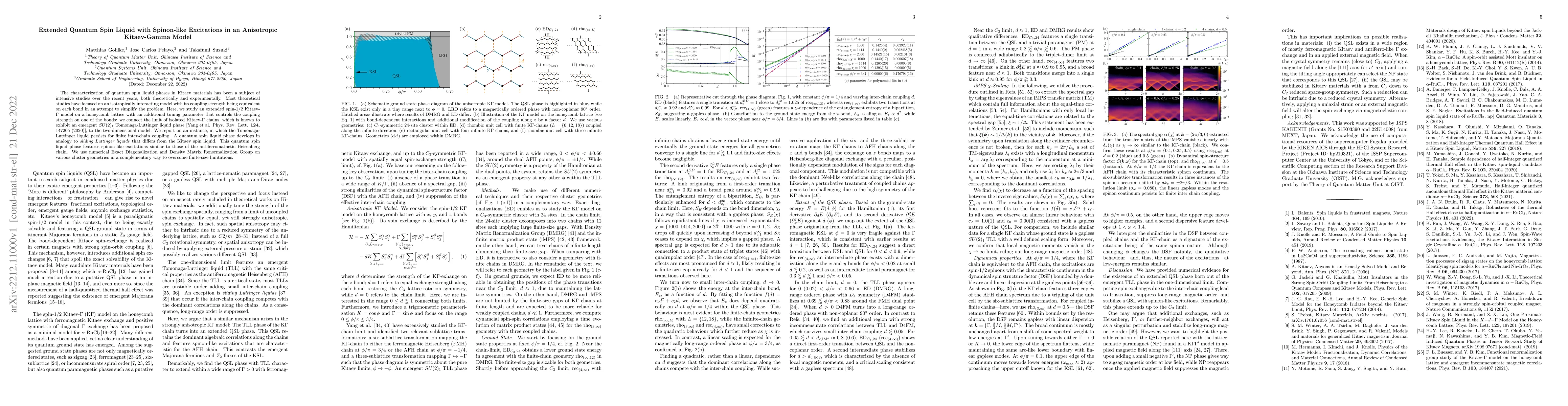 Thumbnail for Extended Quantum Spin Liquid with Spinon-like Excitations in an
  Anisotropic Kitaev-Gamma Model