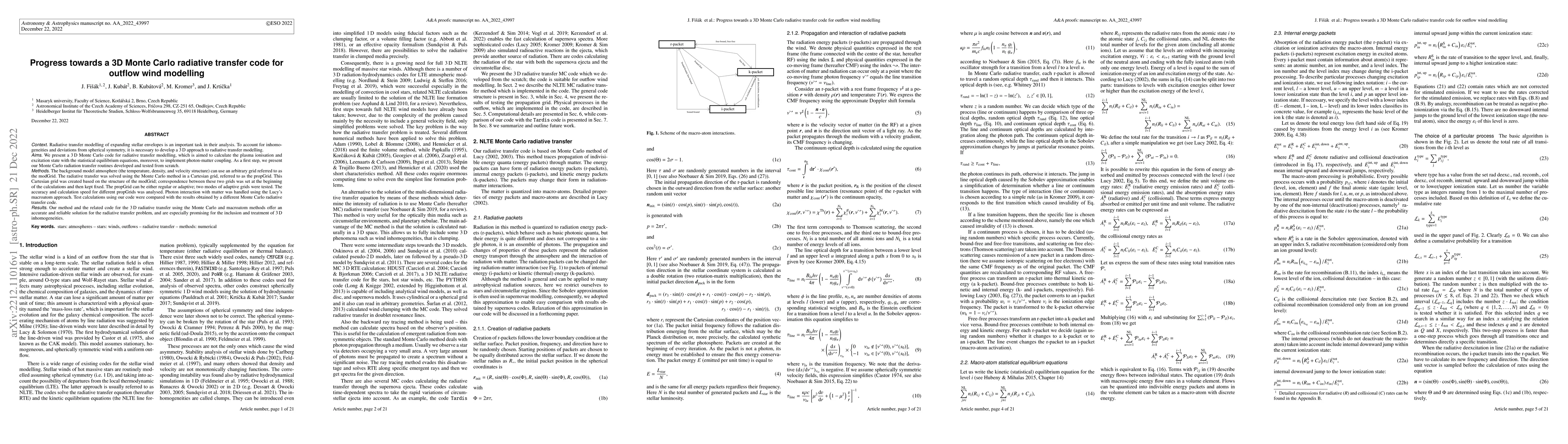 Thumbnail for Progress towards a 3D Monte Carlo radiative transfer code for outflow
  wind modelling